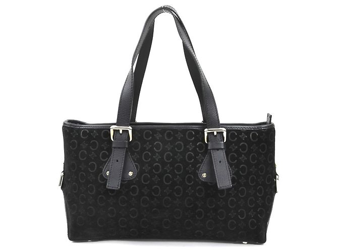 Céline Sac à main en daim et cuir noir Celine