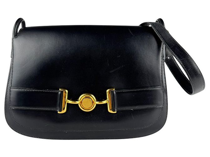Borsa a spalla in pelle di vitello nera Hermès Nero