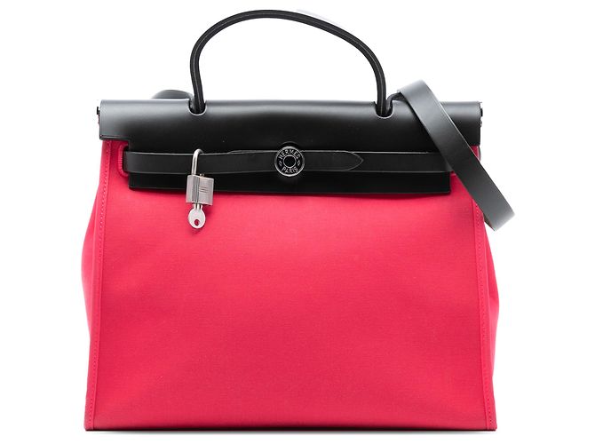 Hermès Bolsa Herbag Zip 31 em Tecido Rosa