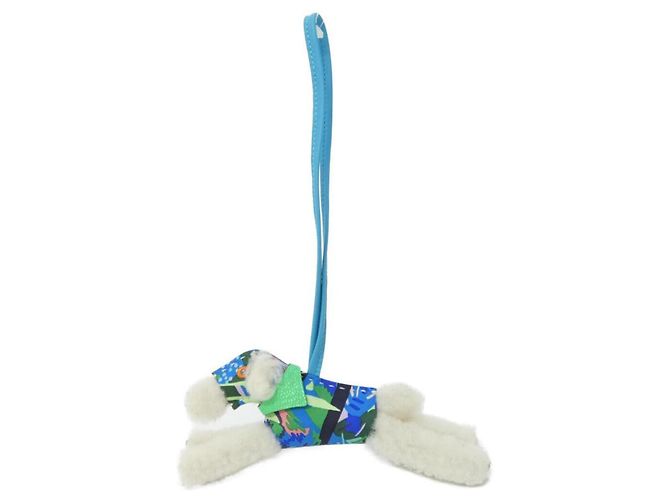 Porte-clés Accessoire Hermès Buddy Bleu Écru Vert clair 