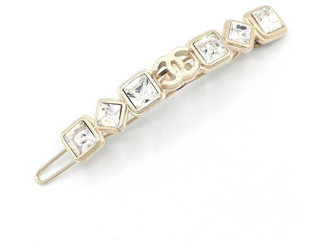 Chanel Gold Rhinestone Hair Clip Golden