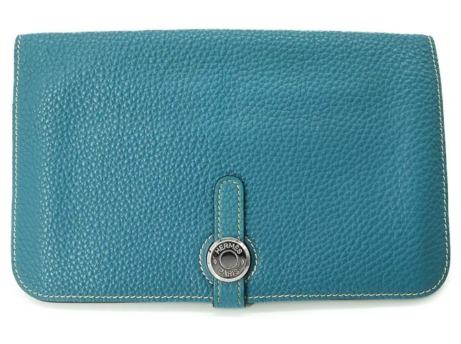 Cartera Larga Dogon Duo GM de Hermès en Jean Azul