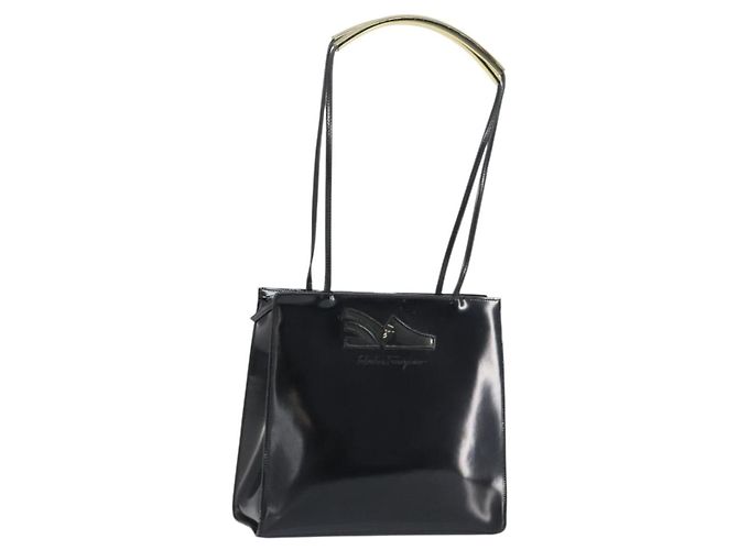 Salvatore Ferragamo Tote Bag Emaille Schwarz Auth 161124
