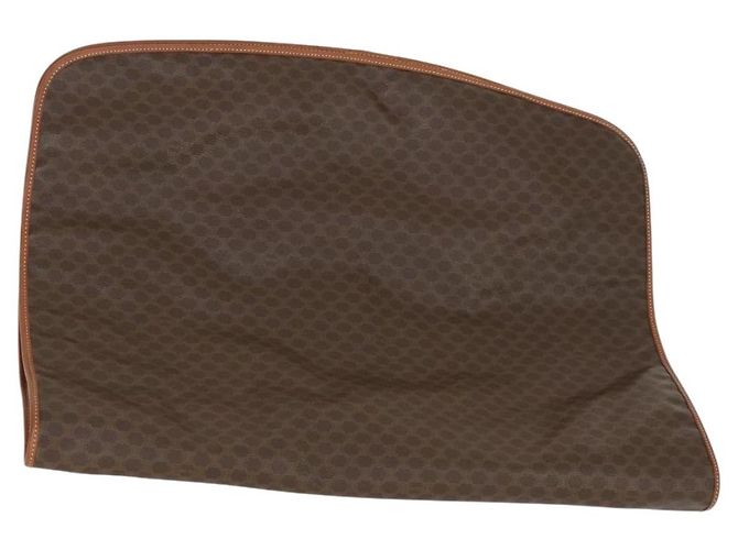 Céline CELINE Macadam Canvas Garment Cover PVC Leather Brown Auth gh1467