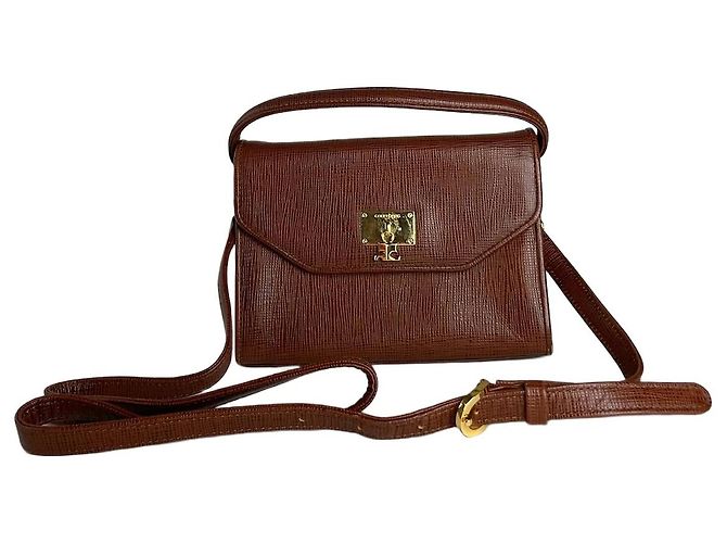 Sac à main en cuir vintage Courreges 2Way marron