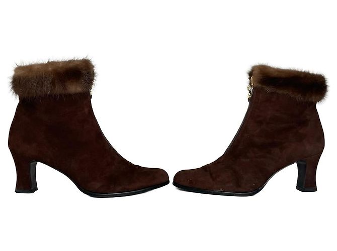 Vintage Yves Saint Laurent Helens Stiefel Braun EU36