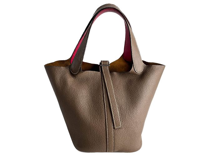 Hermès Picotin 18 Leder Eimerhandtasche ohne Schloss Etoupe Beige