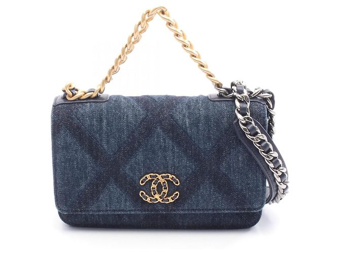 Borsa a Spalla CHANEL 19 Disneuf Blu navy