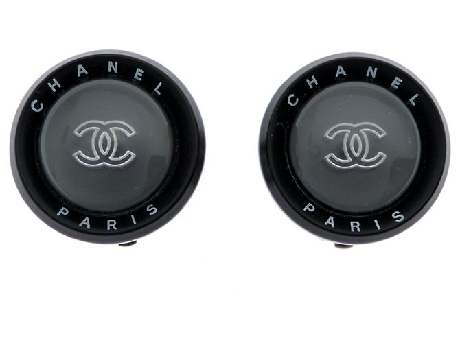 Orecchini Clip Coco Mark di Chanel Nero Argento 
