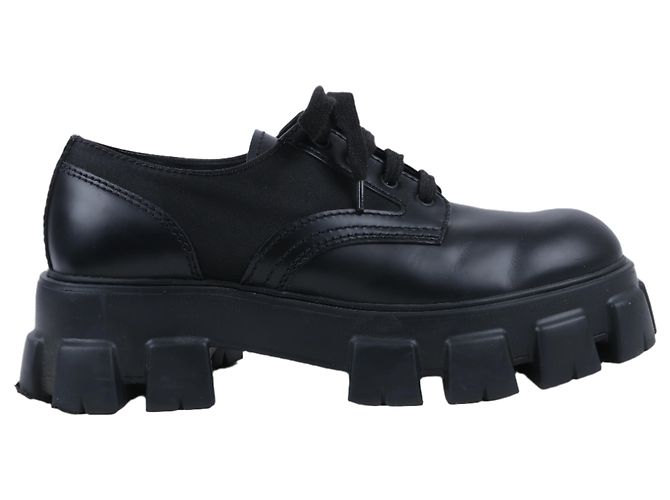 Prada Monolith Nylon & Leather Leather Loafers in Black 2EE342, Size 42 EU