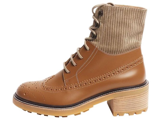Chloé Braune Stiefeletten mit Broguedetails - Größe EU 37 (UK 4)