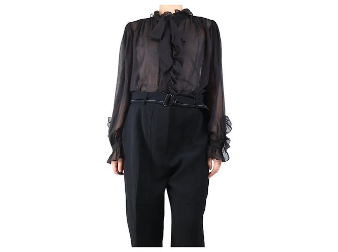 Frame Denim Braune transparente Chiffon-Bluse mit Leopardenmuster - Größe M