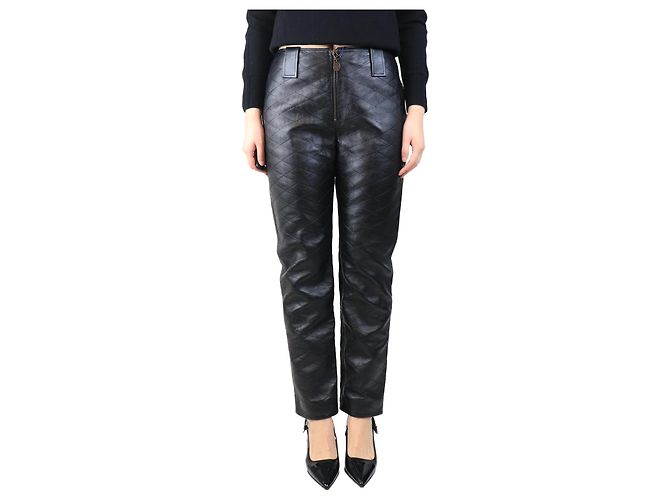 Louis Vuitton Schwarze, gesteppte Lederhose - Größe UK 12