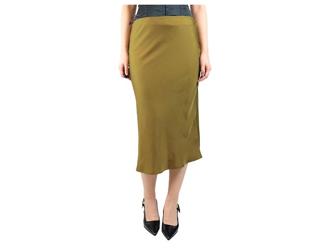 Soeur Khaki Satin-Midirock - Größe UK 8 Grün