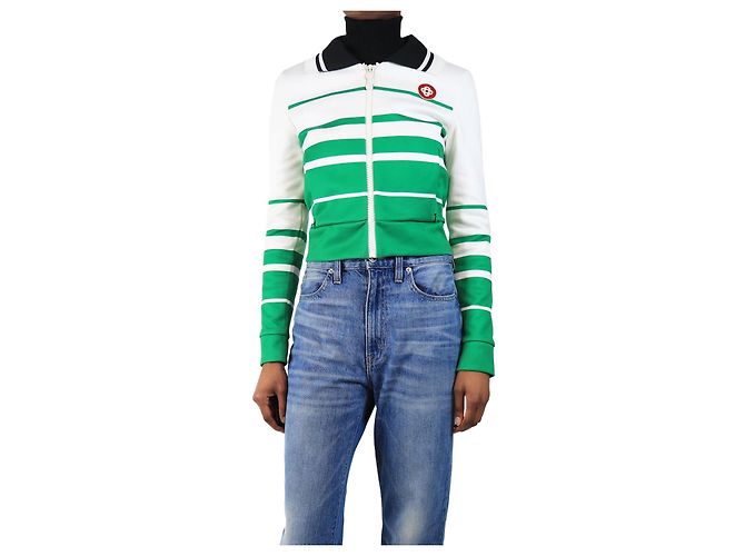Casablanca Grüne gestreifte Cropped-Jacke - Größe XS
