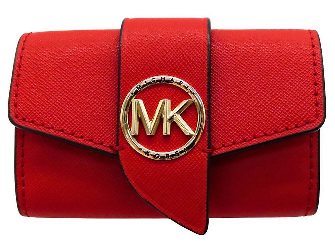 Estuche para llaves de cuero GREENWICH de Michael Kors Roja