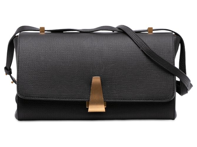 Borsa a Spalla BV Angle in Pelle di Vitello Grana Nera Bottega Veneta Nero
