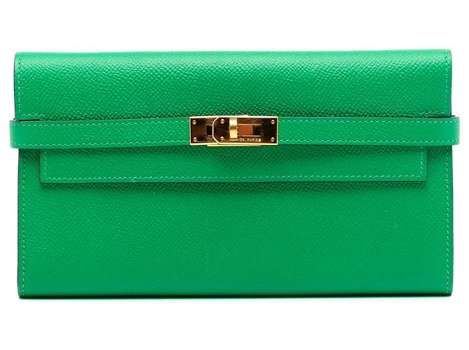 Portafoglio Longo Kelly in Epsom Verde Hermès