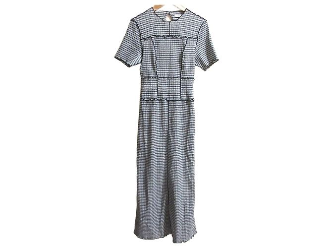 Autre Marque Snidel Gingham Mellow Kleid Weiß Blau