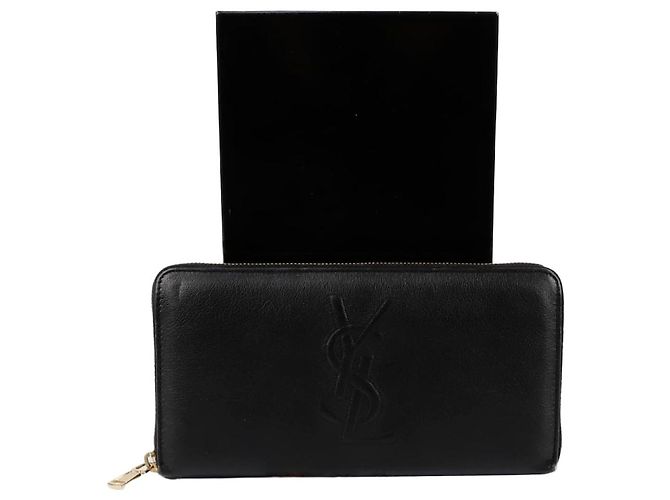 Saint Laurent Monogram Zipped Long Wallet Black