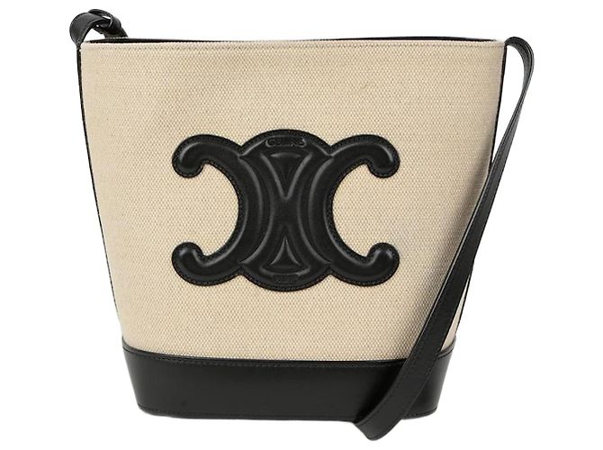 Céline Bolsa transversal pequena de ombro em tecido Branco