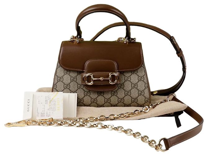 Gucci Bolsa de ombro mini Horsebit com alça de mão Marrom