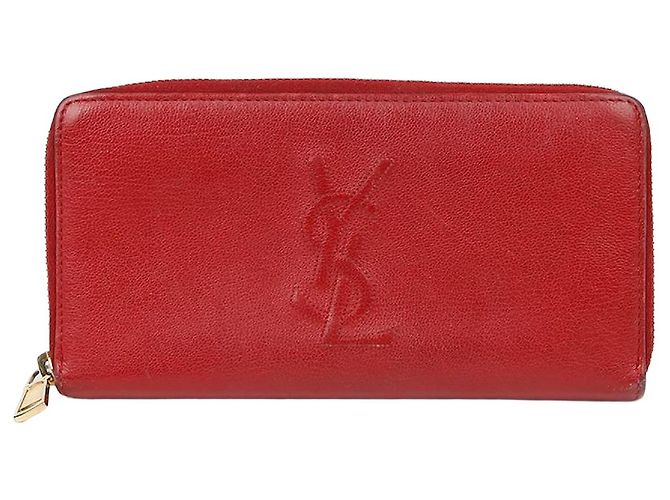 Saint Laurent Monogram Zip Long Wallet Red