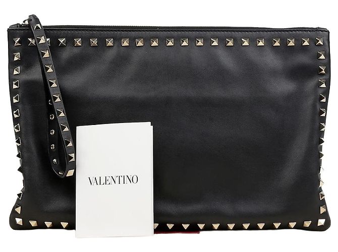 Valentino Clutch com alça Rockstud Preto