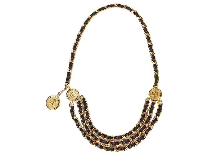 Chanel Cinto de Corrente com Logo CC Preto