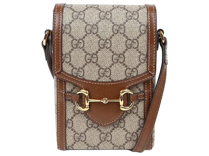 Gucci Borsa a spalla mini Horsebit Marrone