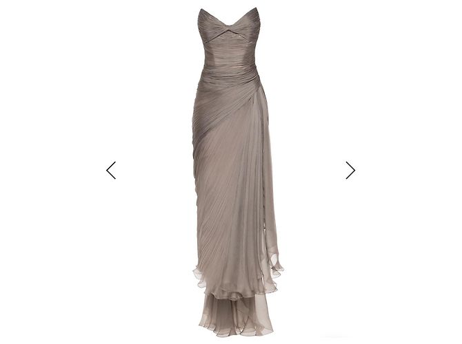Autre Marque Maria Lucia Hohan Heidi Seiden Midi Kleid Grau Olivgrün