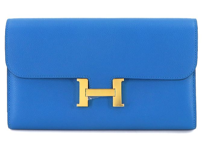 Cartera bifold larga Constance de Hermès en Azul Hydra