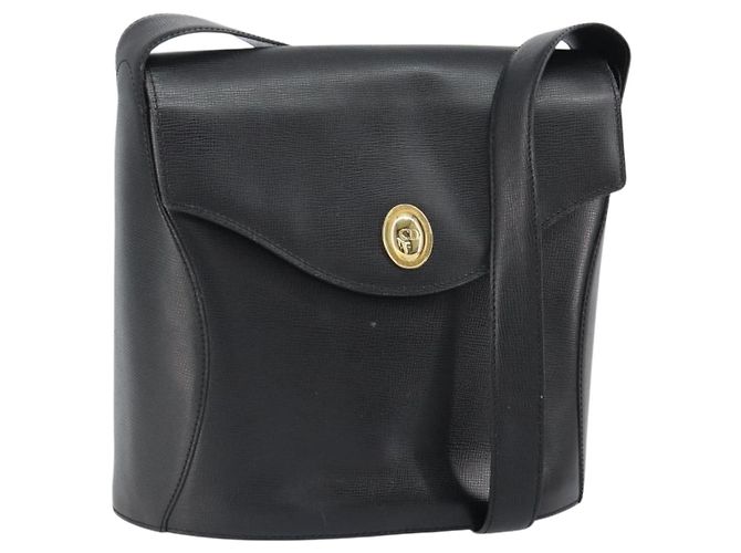 Borsa a Spalla Christian Dior in Pelle Nera Oro Auth 160970 Nero D'oro