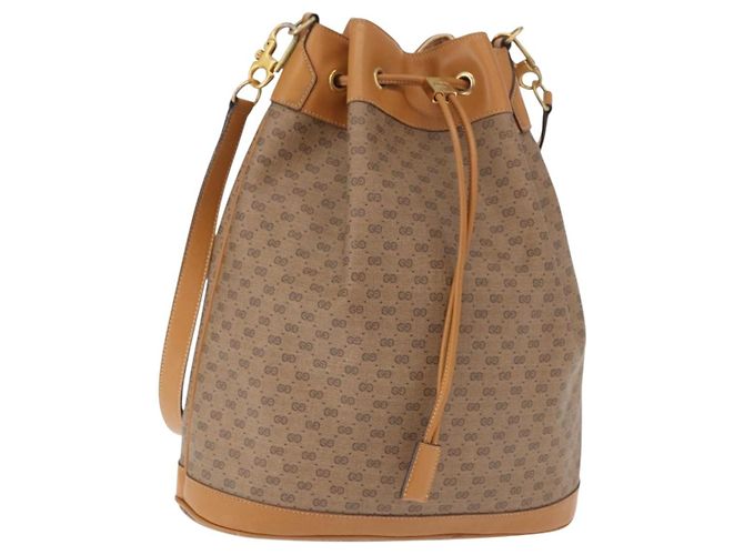 Gucci Borsa a Spalla Micro GG Supreme PVC Beige Oro Auth 162968 D'oro