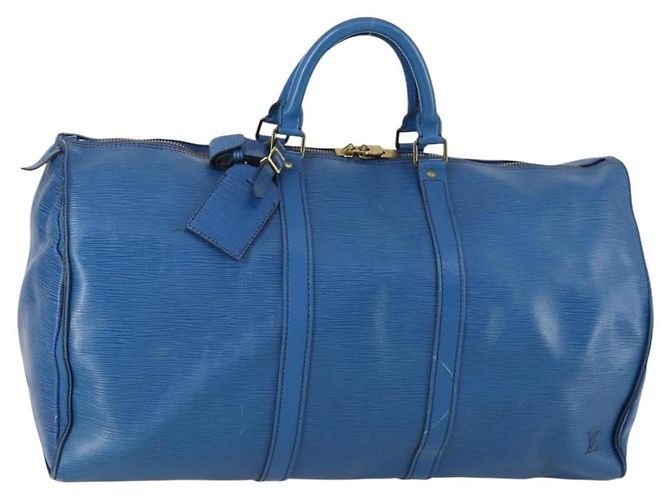 LOUIS VUITTON Epi Keepall 50 Borsa Boston Blu M42965 LV Auth th6515