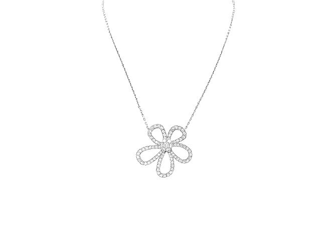 Collier Van Cleef & Arpels, "Flowerlace", or blanc, diamants. 