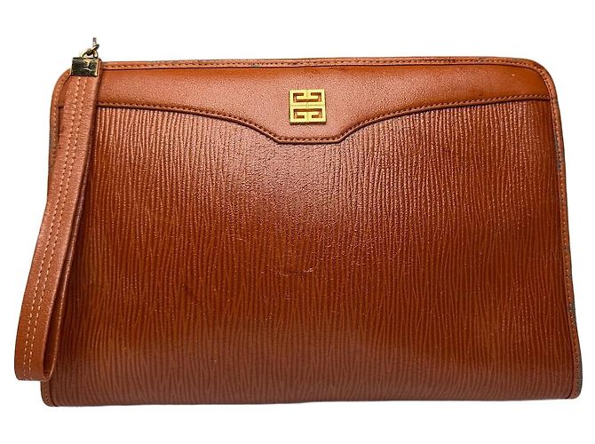 Vintage Givenchy Leder-Clutch braun Orange