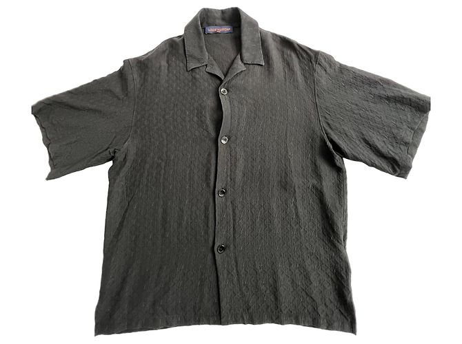 Camicia Louis Vuitton Mini Monogram in seta e cotone nera Nero Monogramma 