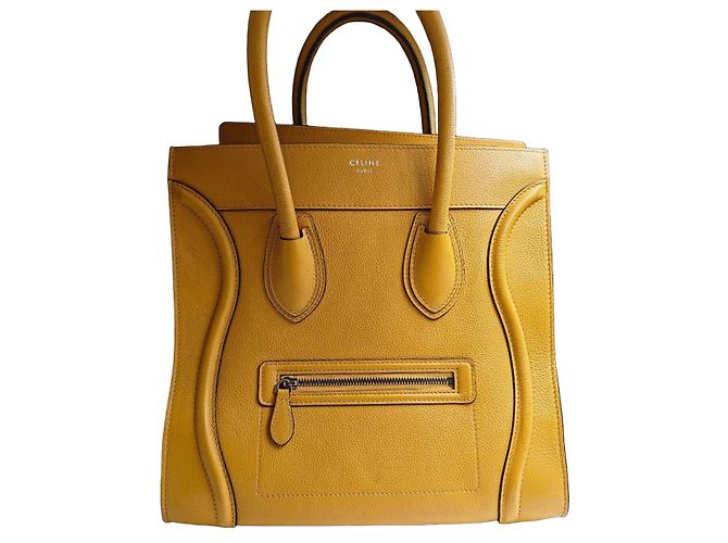 Céline Sac à main Celine Luggage en cuir jaune