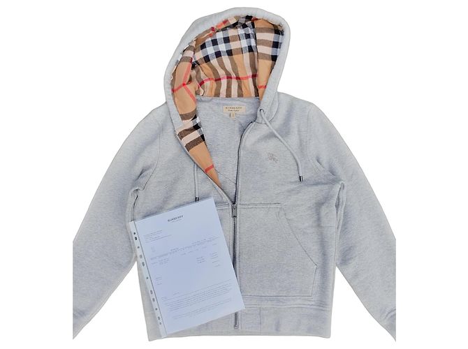 Burberry Kapuzenpullover Grau Baumwolle 