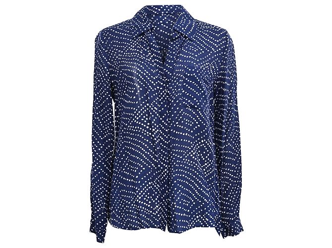 Camicia stampata Lorelei in seta blu di Diane von Furstenberg