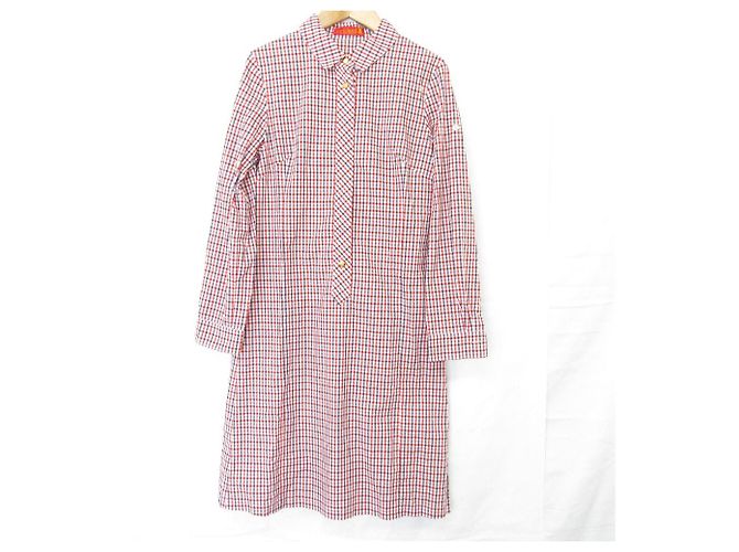 Autre Marque Yorkland Karo Langarmhemd Kleid Weiß Rot Marineblau