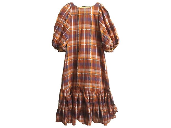 Autre Marque Vestido Uhr Check Castaño Blanco Azul Naranja