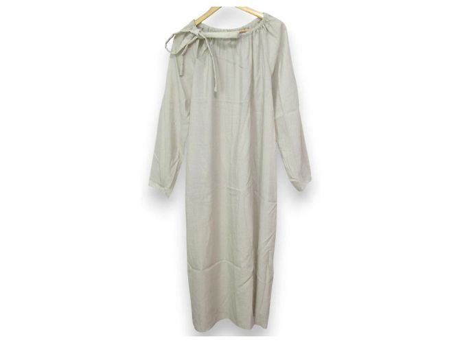 Autre Marque SEEALL GATHER DRESS Silk Blend Dress Beige