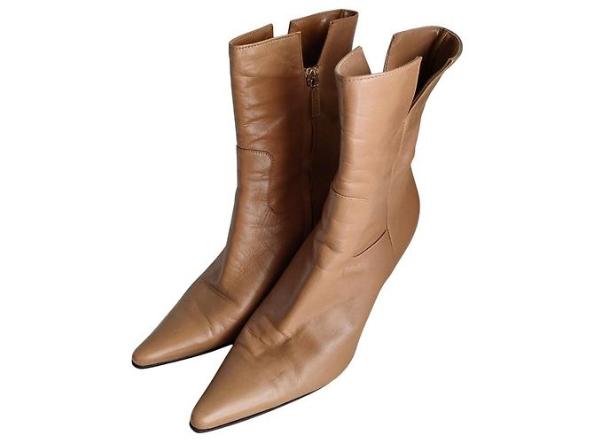 Autre Marque Bottines courtes en cuir Sergio Rossi Beige