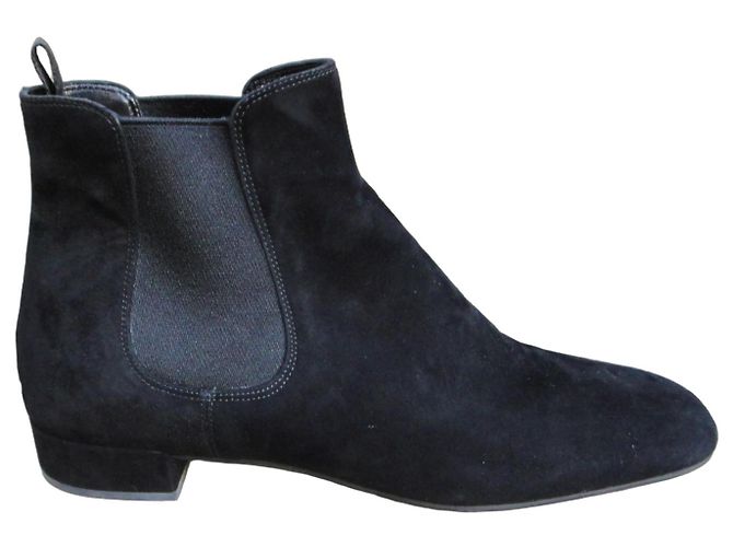 Bottines Prada en daim noir
