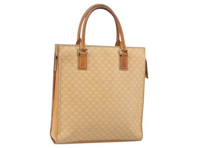 Céline CELINE Macadam Canvas Handtasche PVC Beige Gold Auth 161381 Golden