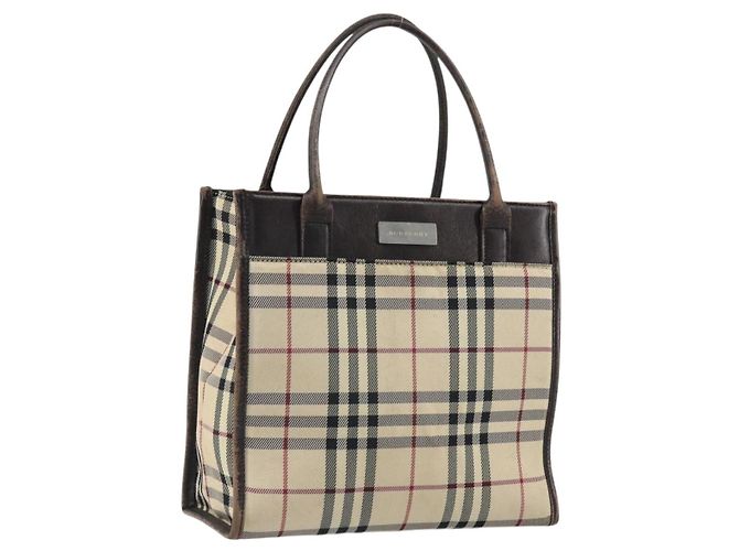 Burberry Nova Check Handtasche aus Canvas Blau Silber Authentisch 161282