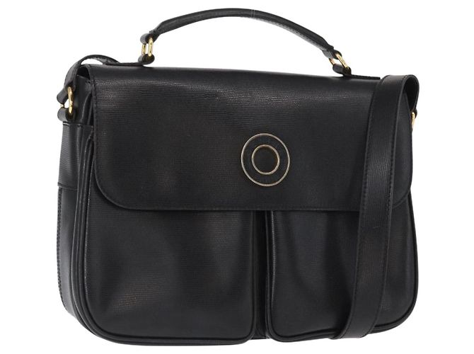 Céline Borsa a Spalla CELINE Circle in Pelle Nera e Oro Auth 161504 Nero D'oro