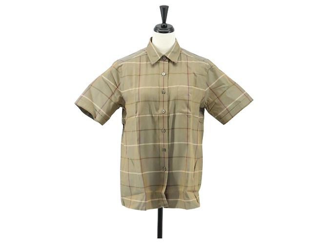 Burberrys Nova Check Kurzarmhemd aus Baumwolle Beige Auth am10420